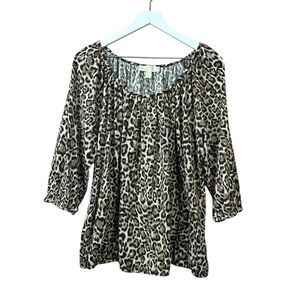 Michael Kors Animal Print Blouse Women Sz 2X